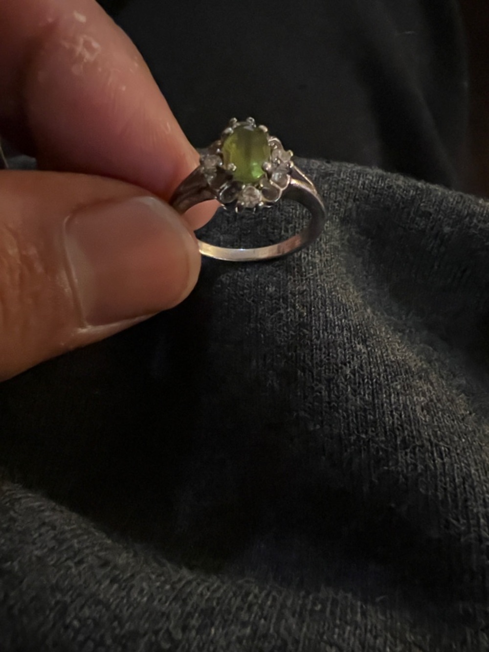 Sterling Silver Green Gemstone Halo Ring